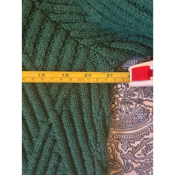 Pink Lily Womens S Teal Chevron Pattern Mock Neck Cable Knit Sweater - Picture 8 of 10